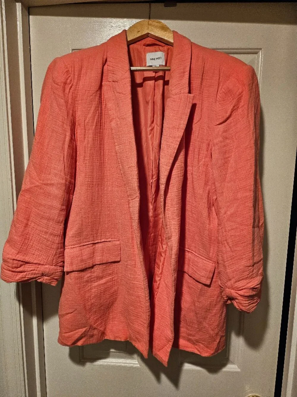 Nine West Coral Pink Open-Front Blazer Jacket